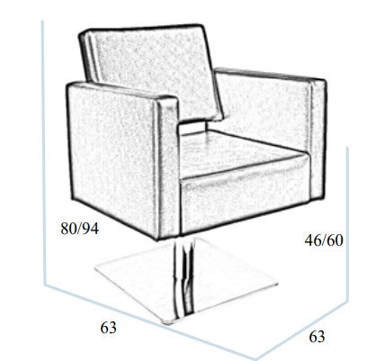 Fauteuil de coiffure AIDA Q – Noir avec base carrée et pompe hydraulique
