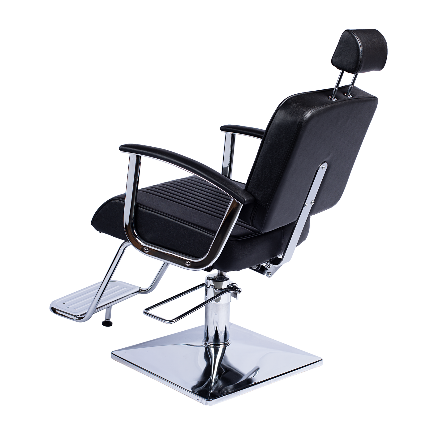 Butaca ZINNIA Reclinable – Negra con Base Cuadrada y Reposacabezas Ajustable