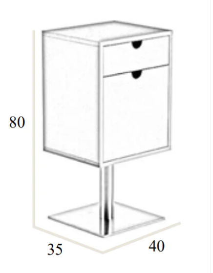 Cajonera de peluquería Lyra color negro con base metálica – 2 cajones