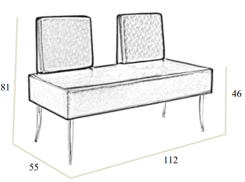 Cadeira de espera Aurora Black – 2 lugares com encosto