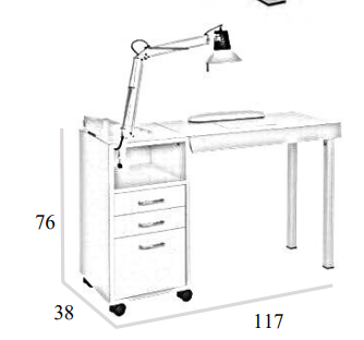 Table de manucure Astro avec lampe – Blanche et pliable