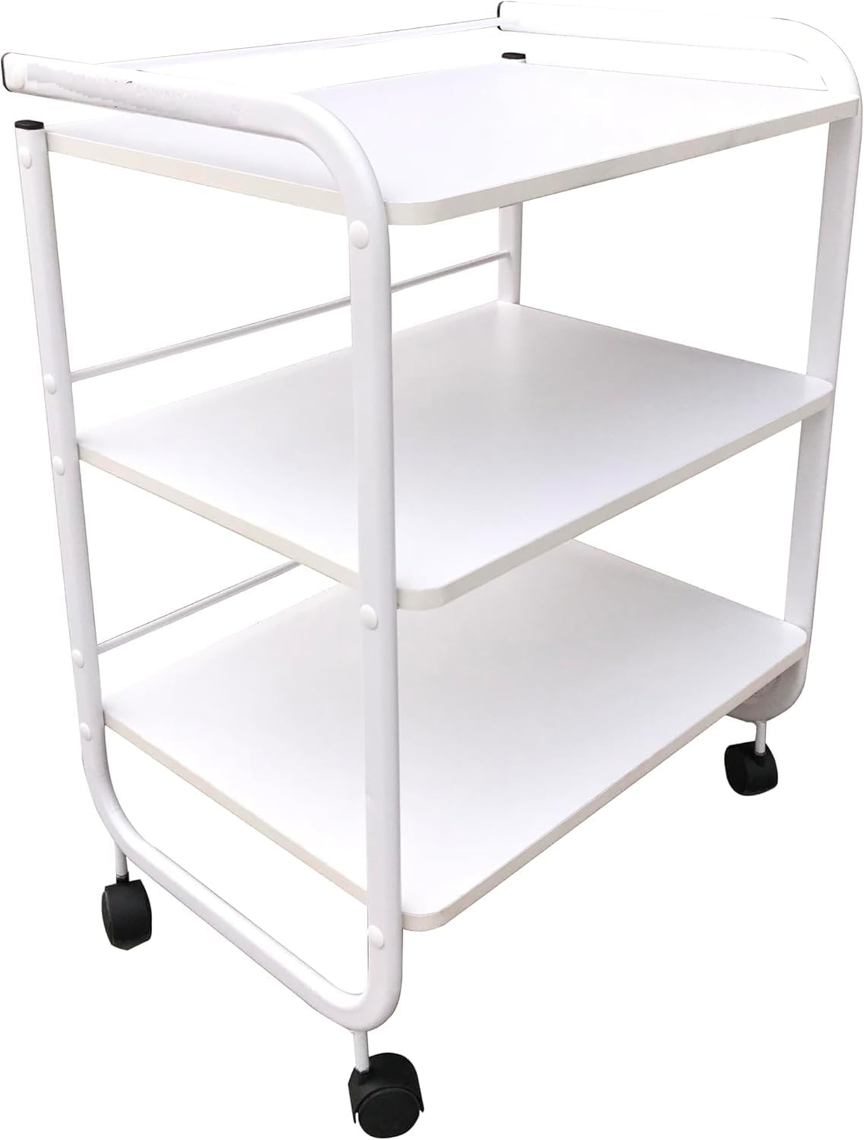 Chariot utilitaire blanc à 3 étagères avec roulettes