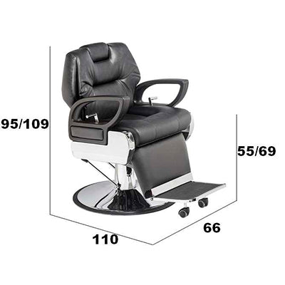 Sillón de Barbero Edipo – Reclinable con Base Hidráulica y Reposapiés con Ruedas