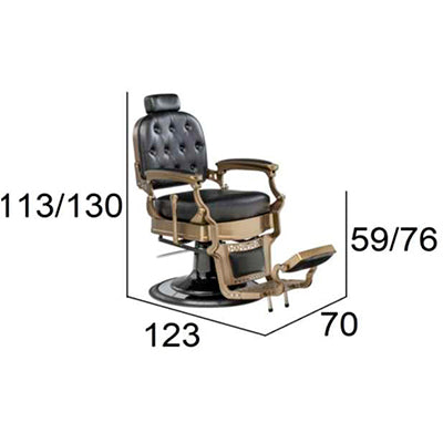 Sillón de Barbero MARINO – Reclinable, estilo Vintage, estructura color Bronce