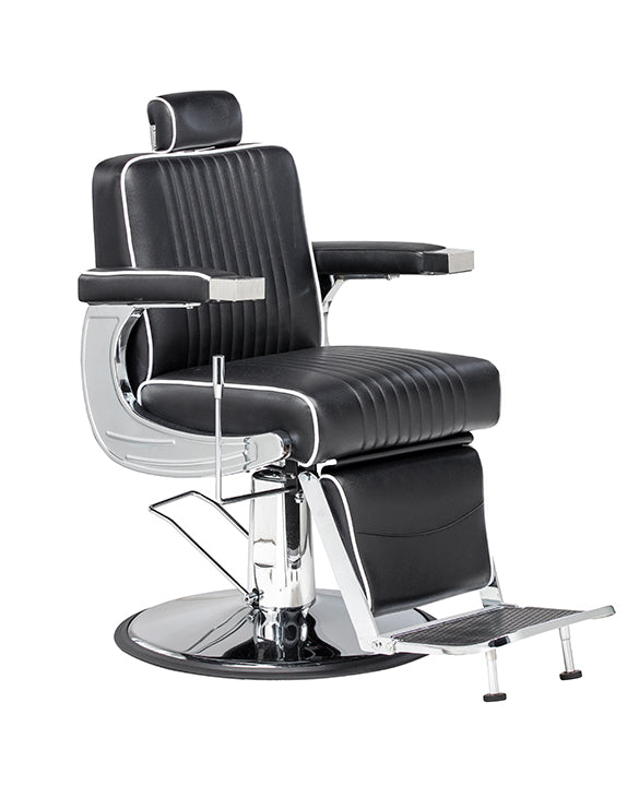 Sillón de Caballero Valerio – Reclinable, hidráulico y elegante acabado cromado
