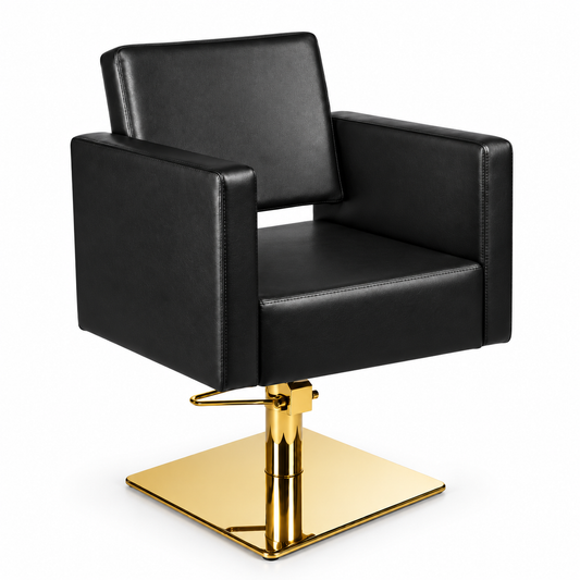 Fauteuil de coiffure AIDA Q – Noir avec base carrée et pompe hydraulique