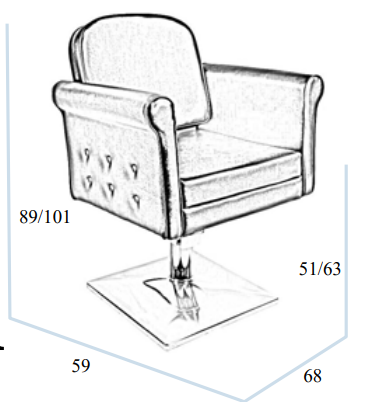 Cadeira de barbeiro Chester II com base quadrada e estilo clássico elegante