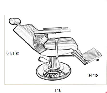 Sillón de barbero EROS – Dorado y negro reclinable con base hidráulica