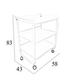 Chariot utilitaire blanc à 3 étagères avec roulettes