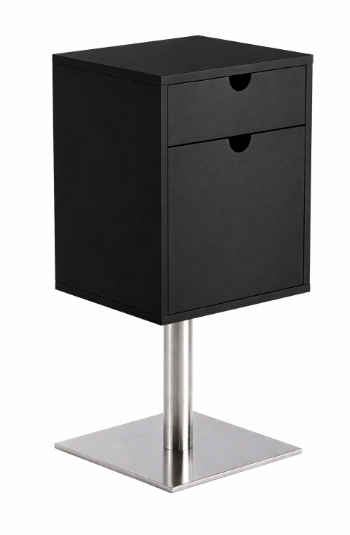 Cajonera de peluquería Lyra color negro con base metálica – 2 cajones