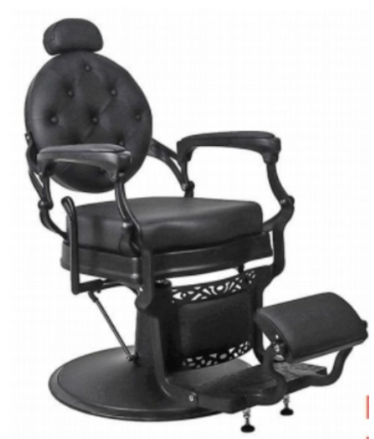Sillón de Barbero Caballero Vintage Negro – Reclinable con Base Hidráulica