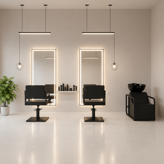 Pack Salon de Coiffure Silvana – 2 Chaises SILVANA Q + 1 Bac à Shampoing BORNEO
