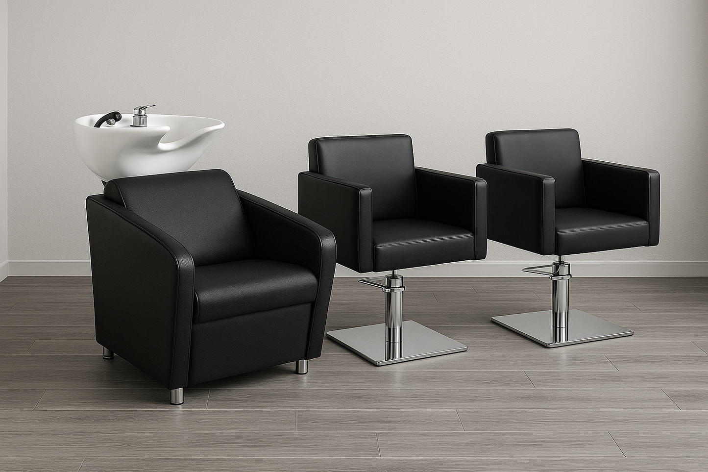 Kit de cabeleireiro (2 cadeiras + 1 lavatório)
