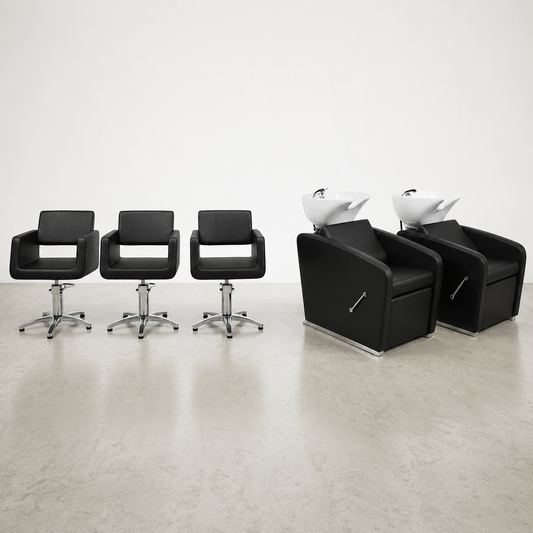 Pack Peluquería Camelia & Gredos – 3 Sillas + 2 Lavacabezas
