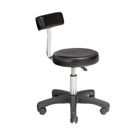 Tabouret SALVIA CR – Avec dossier, réglable et à roulettes