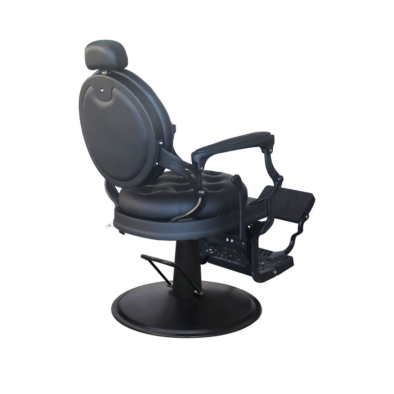 Sillón de Barbero Caballero Vintage Negro – Reclinable con Base Hidráulica
