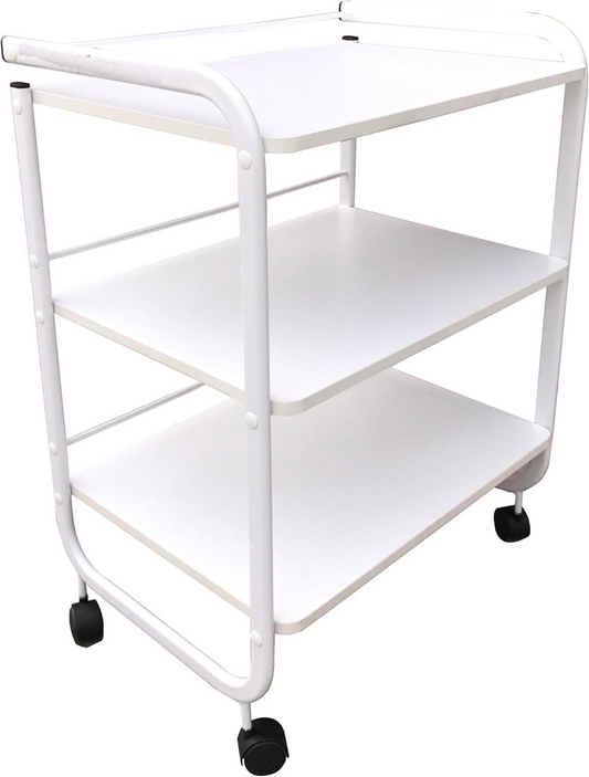 Chariot utilitaire blanc à 3 étagères avec roulettes