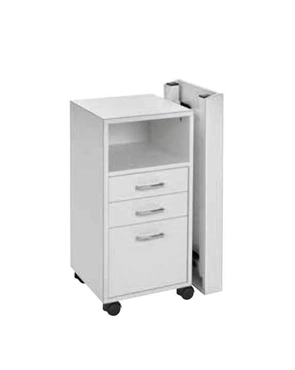 Table de manucure Astro – Blanche, pliable avec tiroirs et roulettes