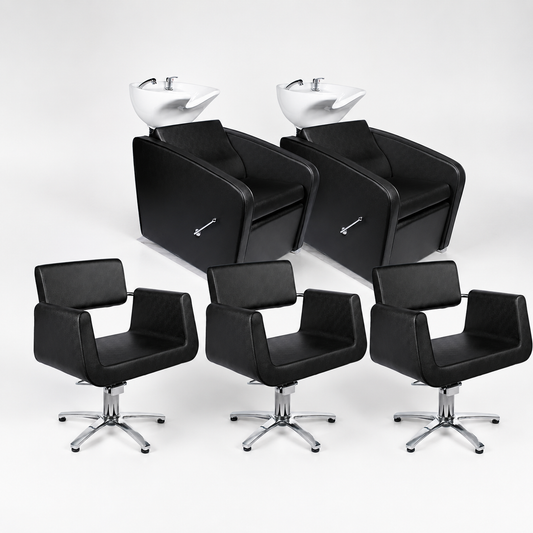 Pack Peluquería Camelia & Gredos – 3 Sillas + 2 Lavacabezas