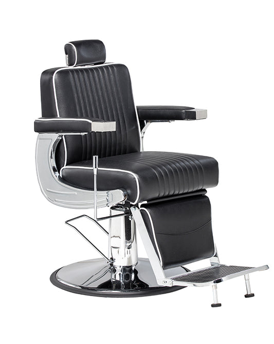 Sillón de Caballero Valerio – Reclinable, hidráulico y elegante acabado cromado
