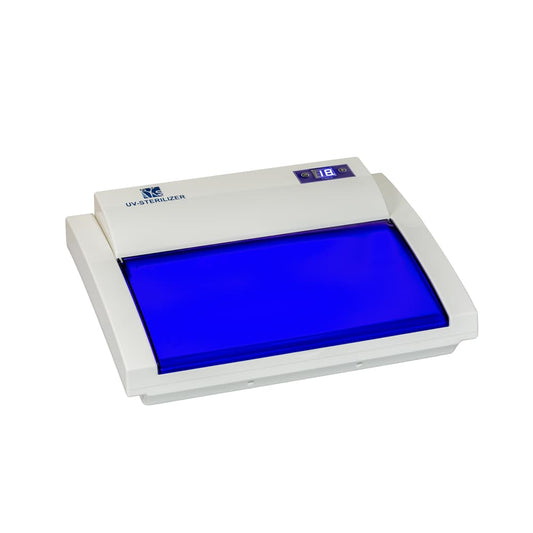 Stérilisateur UV numérique avec couvercle bleu pour salons de coiffure
